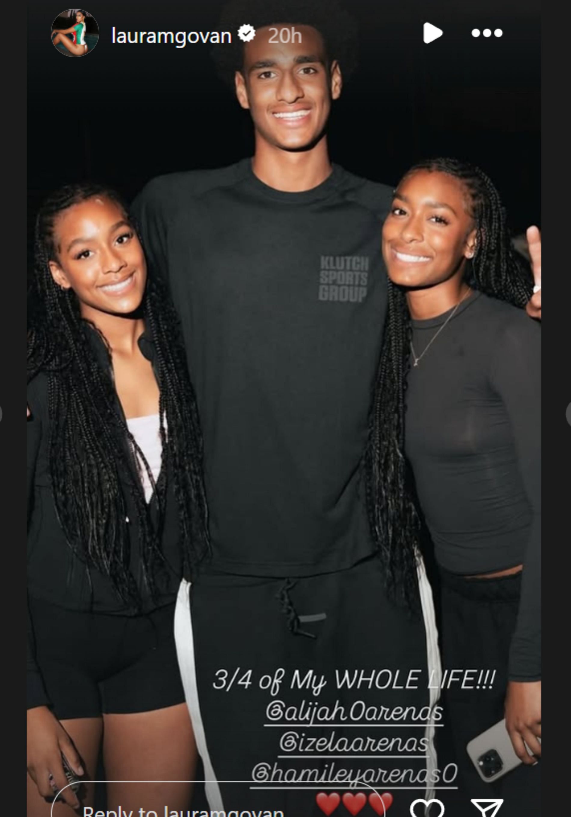Laura Govan shares photo of three of her children, Alijah, Hamiley, and Izela Arenas (source: IG/ lauramgovan)